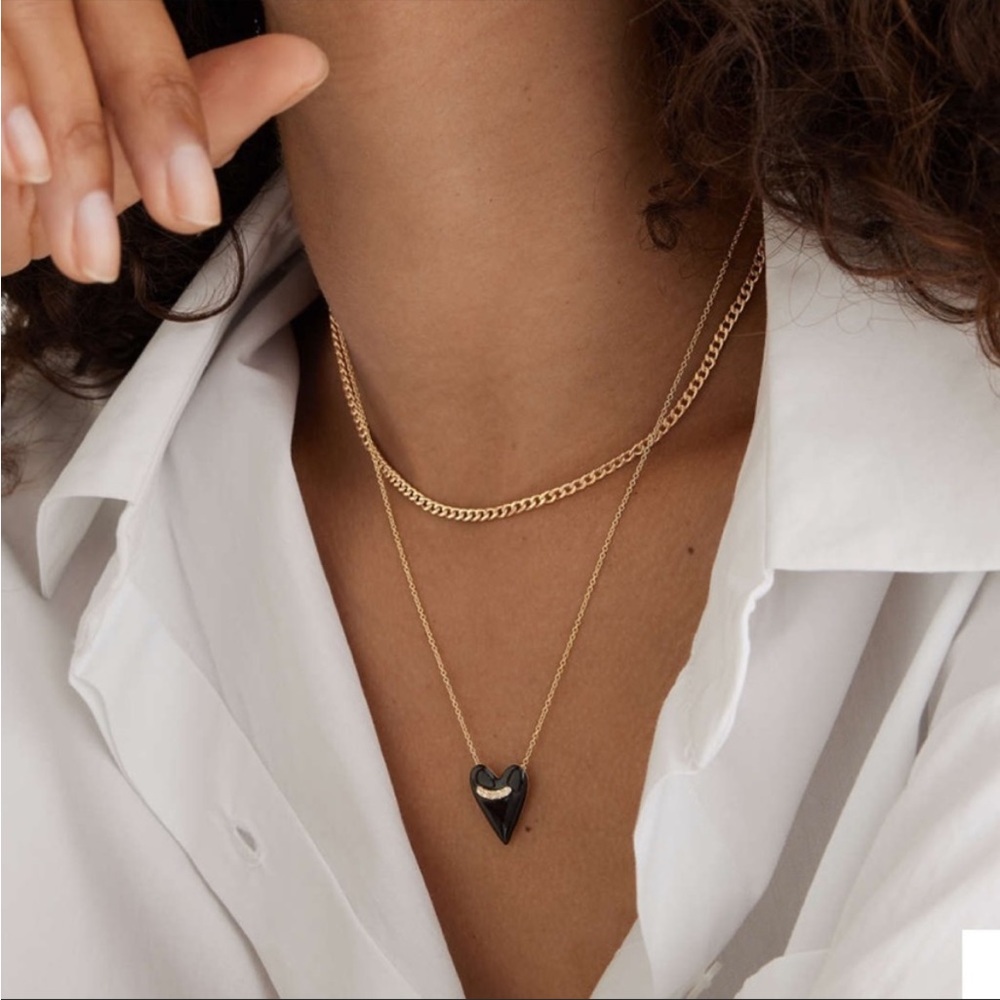 Gold and Black Heart Pendant Necklace